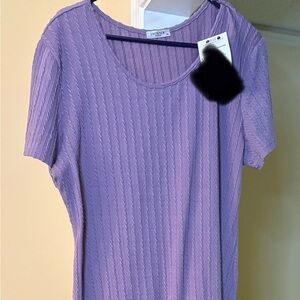 Ekouaer Lilac Maternity Cable-Knit Midi Dress - Short Sleeve